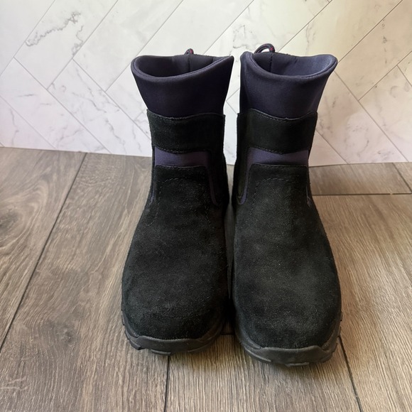 LL Bean Mens Thinsulate Winter Boots Black Suede Purple cushion slip on sz 7.5 M main image 12